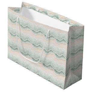 Grand Sac Cadeau Crème de Menthe Aqua Sable Océan Plage Rayures Ann