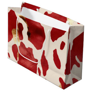 Grand Sac Cadeau Crème Rouge Or Occidental Cowhide Howdy