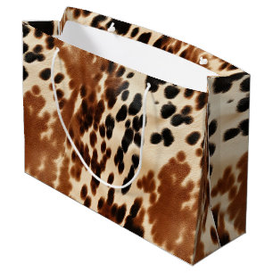 Grand Sac Cadeau Crème Western Cowboy Brown Noir Cowhide