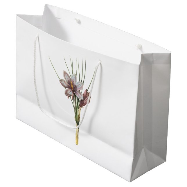 Grand Sac Cadeau crocus (Crocus sativus) de Redouté (Devant Angle)
