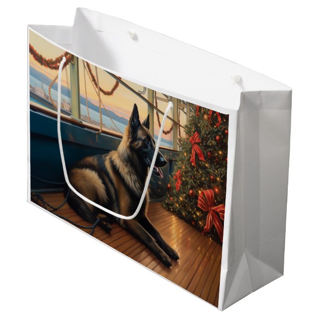 Grand Sac Cadeau Croisière de Noël du berger de Belgique : Pawsome  (Devant Angle)