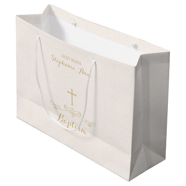 Grand Sac Cadeau Croix d'or et lauriers (Devant Angle)