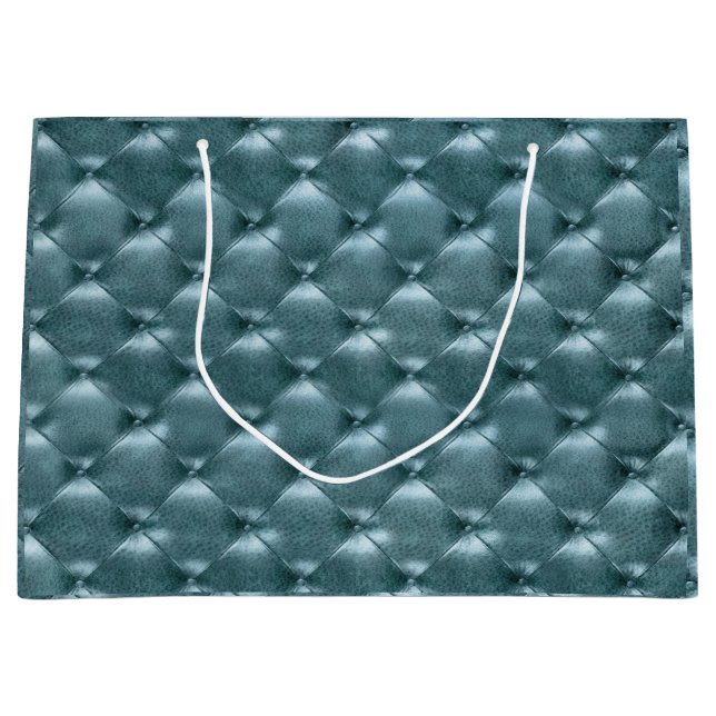 Grand Sac Cadeau Cuir Tuffé Métallo bleu aquatique (Devant)