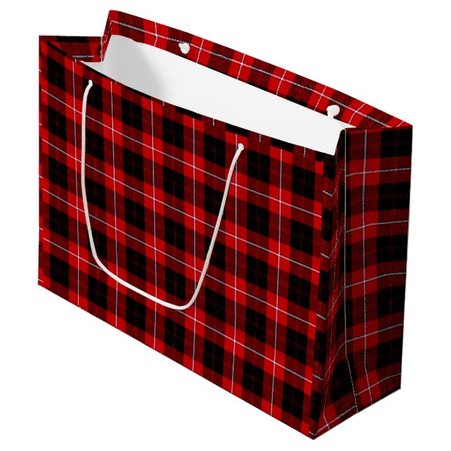 Grand Sac Cadeau Cunningham Tartan rouge noir (Devant Angle)