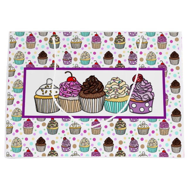 Grand Sac Cadeau Cupcakes Mignons (Devant)