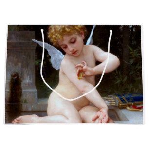 Grand Sac Cadeau Cupidé avec un papillon, Bouguereau