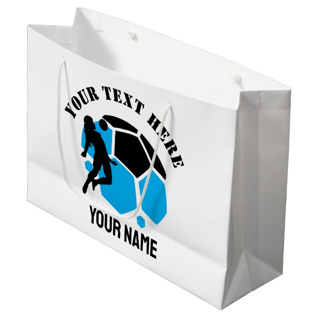 Grand Sac Cadeau Custom Football Girl Football Birthday Party (Devant Angle)