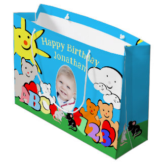 Grand Sac Cadeau Custom Fun Cute Animals Birthday