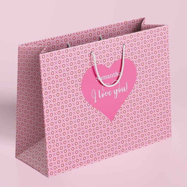 Grand Sac Cadeau Custom Name I Love You Valentine Hearts Gift Bag (Custom Name I Love You Valentine Hearts Gift Bag)