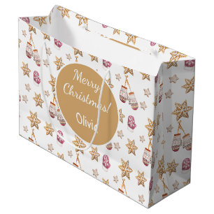 Grand Sac Cadeau Cute Aquarelle Snowman Cookies Monogramme