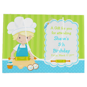Grand Sac Cadeau Cute Blonde Cheveux garçon Merci de cuisson