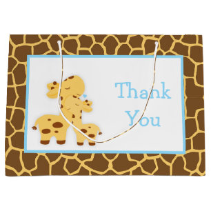 Grand Sac Cadeau Cute Boy Giraffe Baby shower Merci