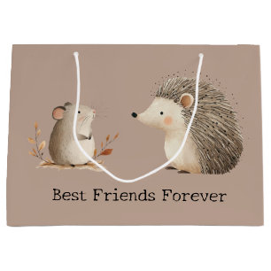 Grand Sac Cadeau Cute Brown Cream Hérisson Souris Meilleurs amis