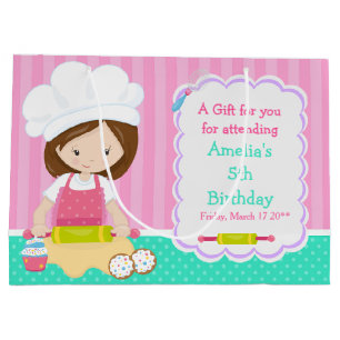Grand Sac Cadeau Cute Brunette Merci de cuisson fille