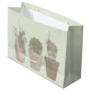 Grand Sac Cadeau Cute Cactus