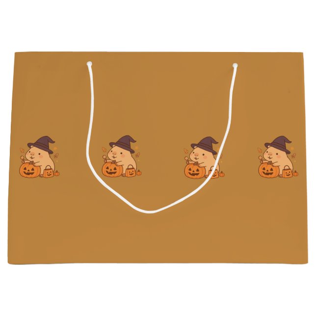 Grand Sac Cadeau Cute Capybara with Pumpkin Gift Bag | (Devant)