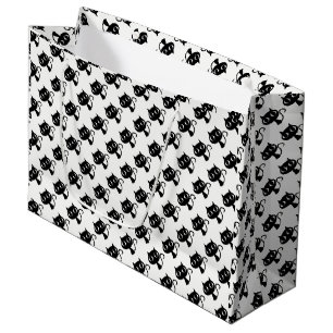 Grand Sac Cadeau Cute chats blancs noirs motifs