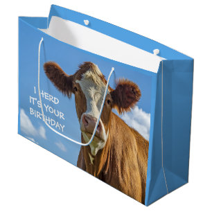 Grand Sac Cadeau Cute Cow I Herd c'est ton anniversaire