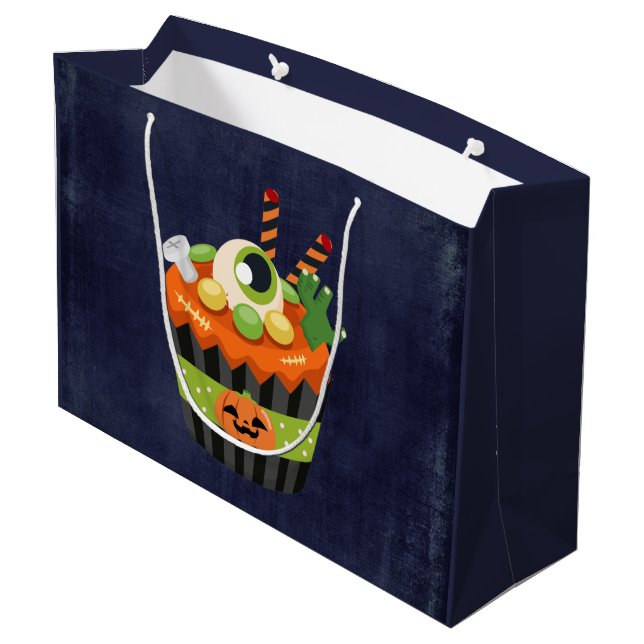 Grand Sac Cadeau Cute et Déplaisante Halloween Cupcake avec un Big  (Dos Angle)