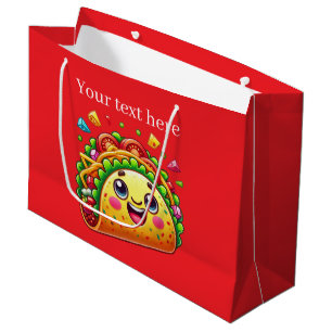 Grand Sac Cadeau Cute fête taco personnalisable