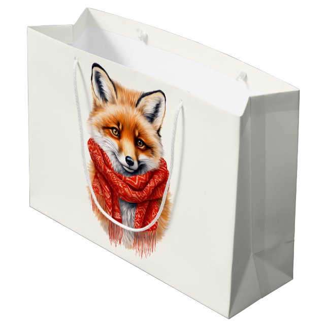 Grand Sac Cadeau Cute Fox in a Red Scarf Autumn Image (Dos Angle)