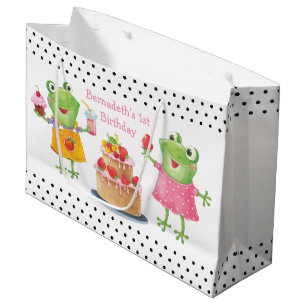 Grand Sac Cadeau Cute Funny Girls Frogs Anniversaire Fête Grand Cad