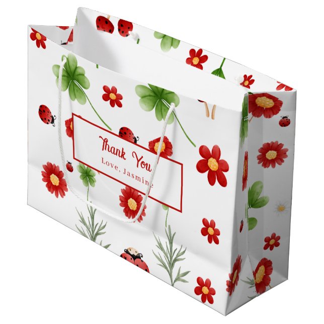 Grand Sac Cadeau Cute Garden little ladybug baby shower  (Devant Angle)