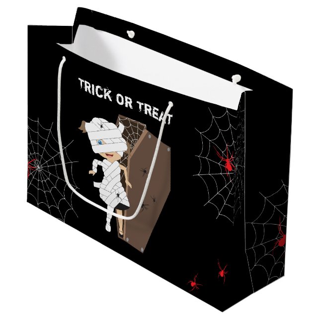 Grand Sac Cadeau Cute Girl Mummy Coffin Halloween (Devant Angle)