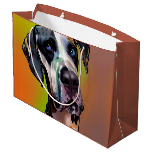 Grand Sac Cadeau Cute Harlequin Great Dane