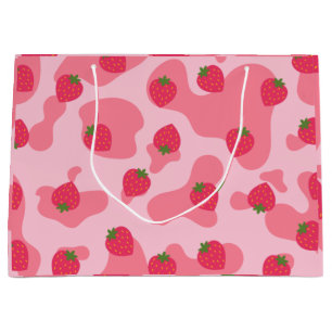 Grand Sac Cadeau Cute Kawaii Motif de la vache fraise