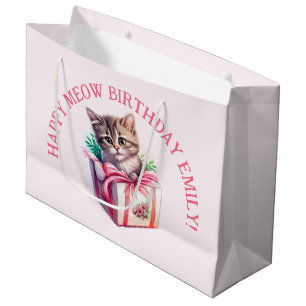 Grand Sac Cadeau Cute Kitten dans une boîte Cadeau d'anniversaire
