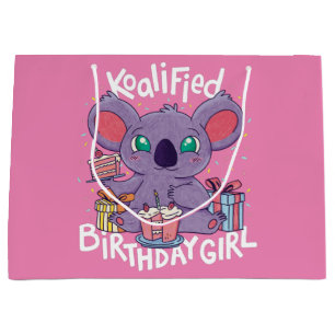 Grand Sac Cadeau Cute Koala Ours Koalified Anniversaire fille rose