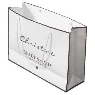 Grand Sac Cadeau Cute Mariage Bridesmaid Merci gris et blanc