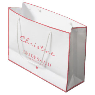 Grand Sac Cadeau Cute Mariage Bridesmaid Merci rose et blanc