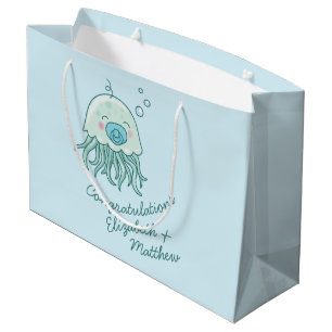 Grand Sac Cadeau Cute méduse Baby shower Kawaii Blue Boy