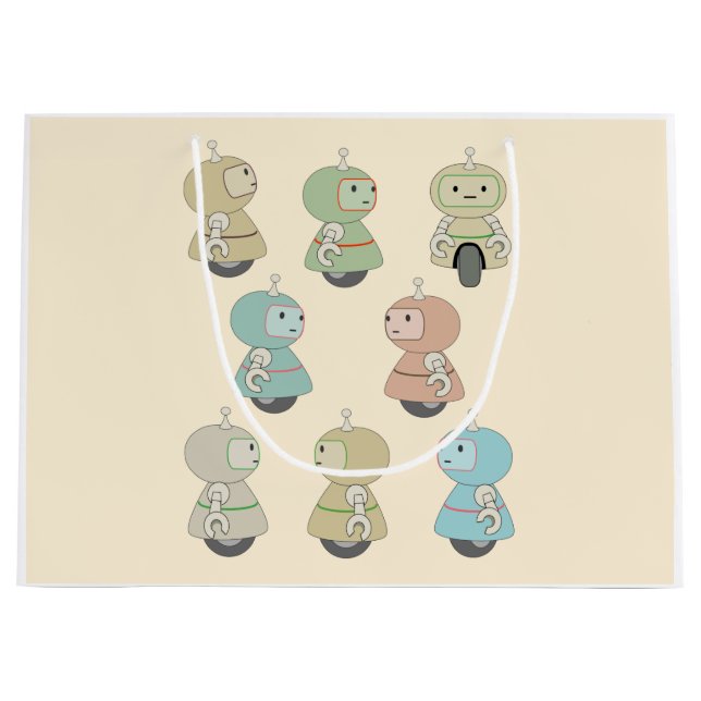 Grand Sac Cadeau Cute Motif de robots rétro (Devant)