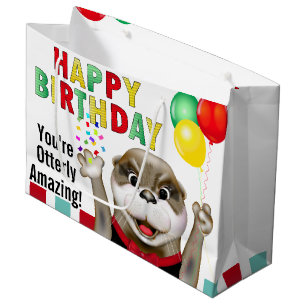Grand Sac Cadeau Cute Otter à Tuxedo   Anniversaire