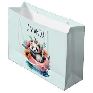 Grand Sac Cadeau Cute Panda Chilling dans un tube intérieur