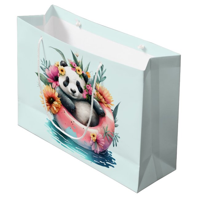 Grand Sac Cadeau Cute Panda Chilling dans un tube intérieur (Devant Angle)