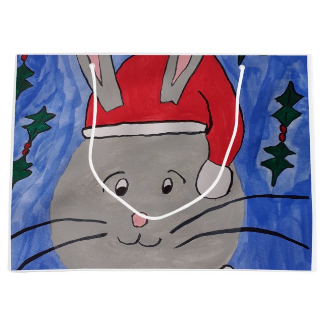 Grand Sac Cadeau Cute Père Noël Bunny (Devant)