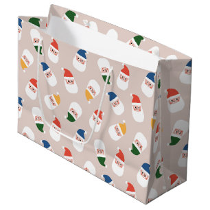 Grand Sac Cadeau Cute Père Noël fait face au Motif de Noël