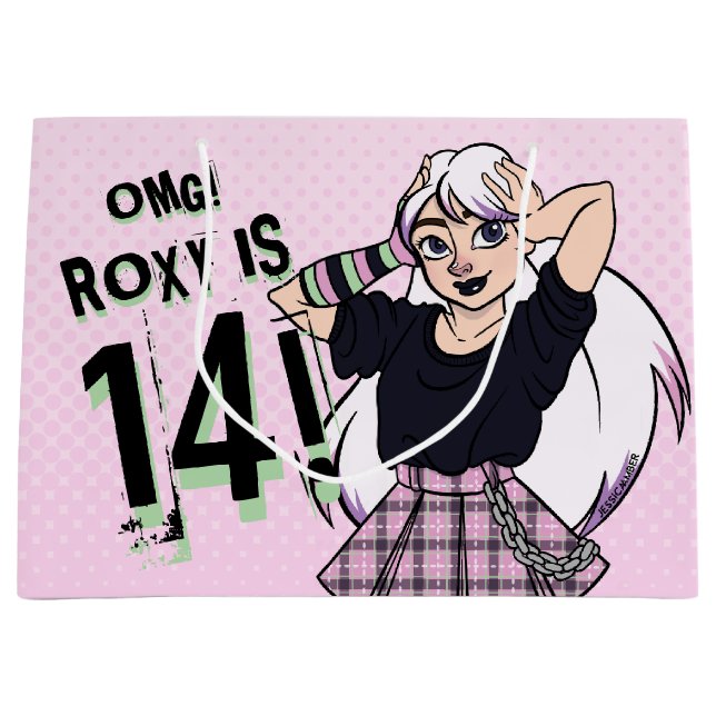 Grand Sac Cadeau Cute Punk Ado Fille Nom Rose 14e anniversaire (Devant)
