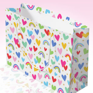 Grand Sac Cadeau Cute Rainbow Love Hearts Stars Célébration
