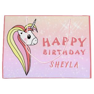Grand Sac Cadeau Cute Rainbow Unicorn Parties scintillant Anniversa