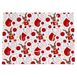 Grand Sac Cadeau Cute Red Kids Christmas Reindeer