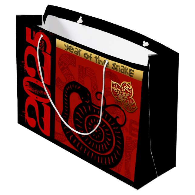 Grand Sac Cadeau Cute serpent chinois Nouvel An Zodiac Anniversaire (Dos Angle)