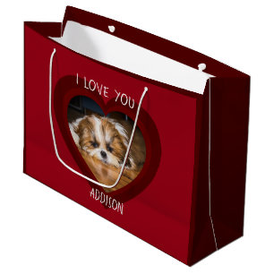 Grand Sac Cadeau Cute shih tzu love Saint Valentin
