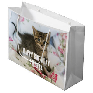 Grand Sac Cadeau Cute Tabby Kitten Semblable Anniversaire Surpris