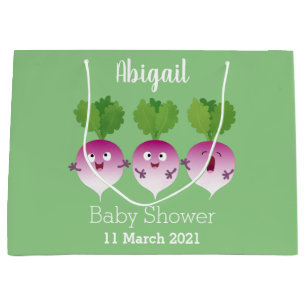 Grand Sac Cadeau Cute turnip légumes trio chanter dessin animé