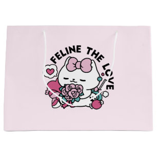 Grand Sac Cadeau Cute Valentine's Cat Design - Feline the Love